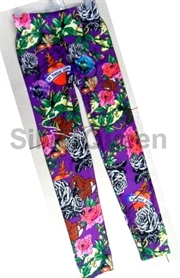 Lilla blomster leggings
